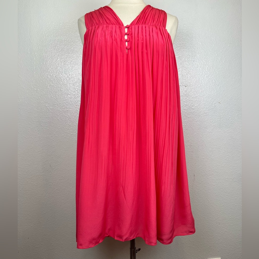 The Korner Anthropologie Fuchsia Mini Swing Sleeveless Pleated Dress‎ Size S